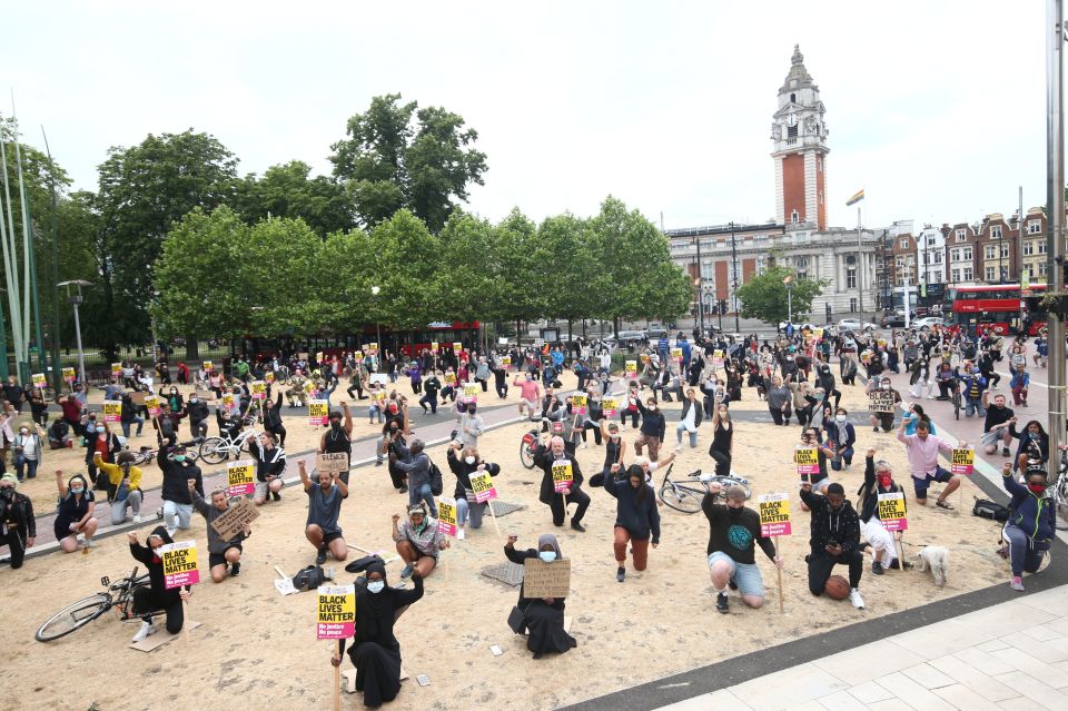 A socially-distanced protest took place in Brixton