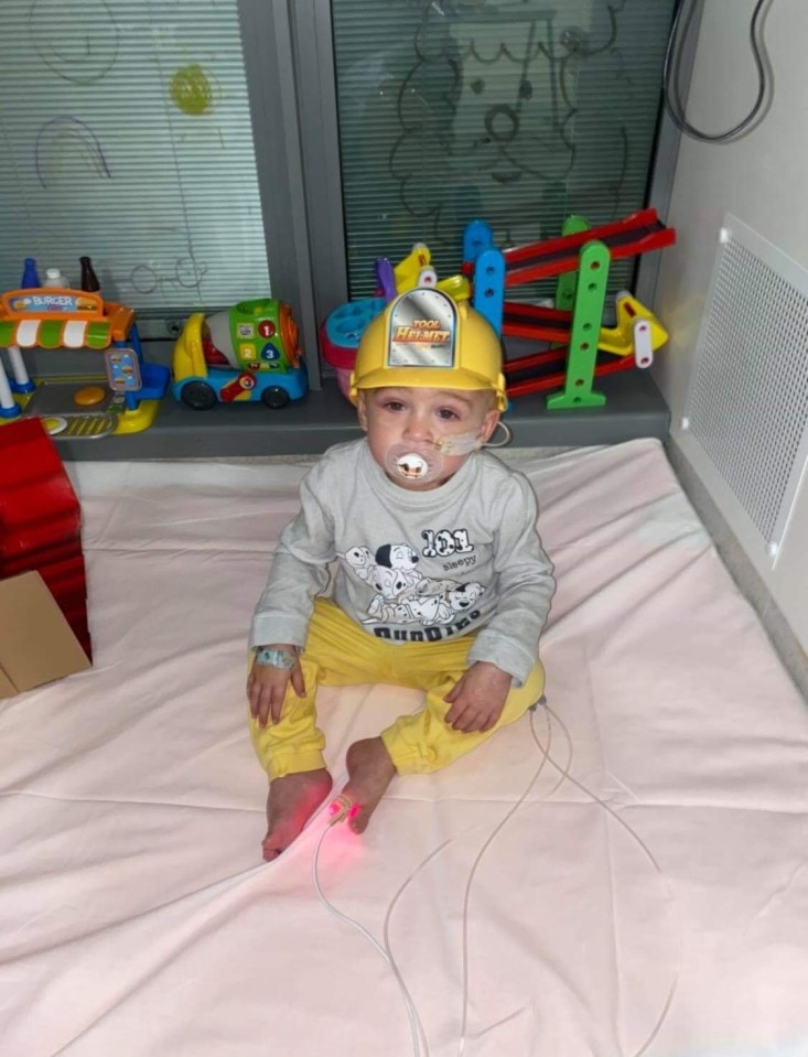The little boy in Newcastle hospital earlier this year