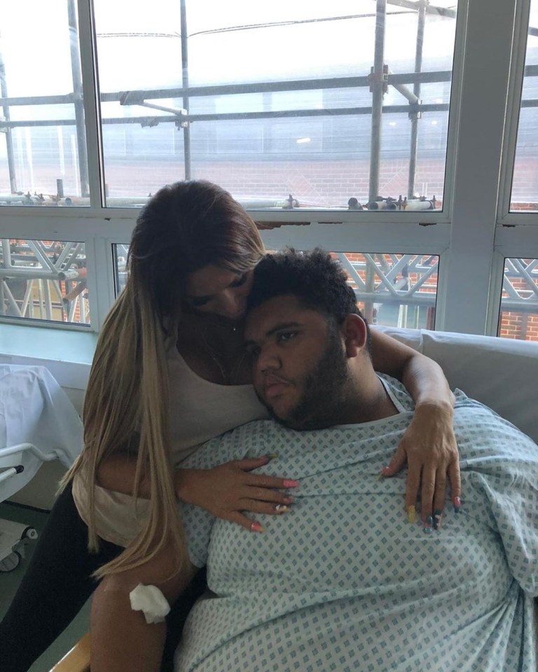 Katie Price posted this photo with son Harvey in hospital on Instagram
