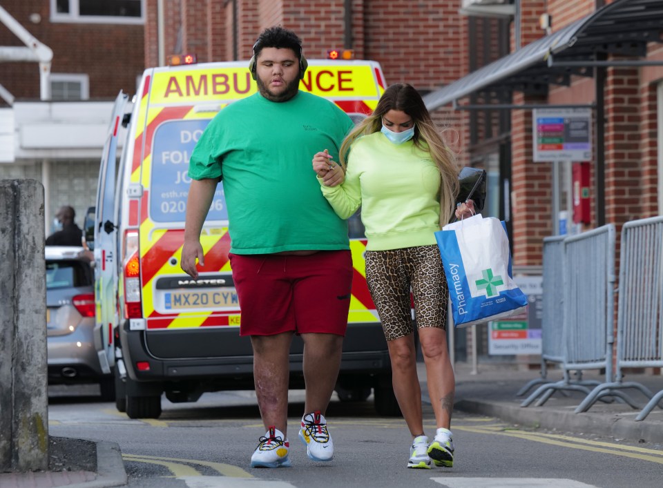 Katie Price seen taking her son Harvey home from hospital
