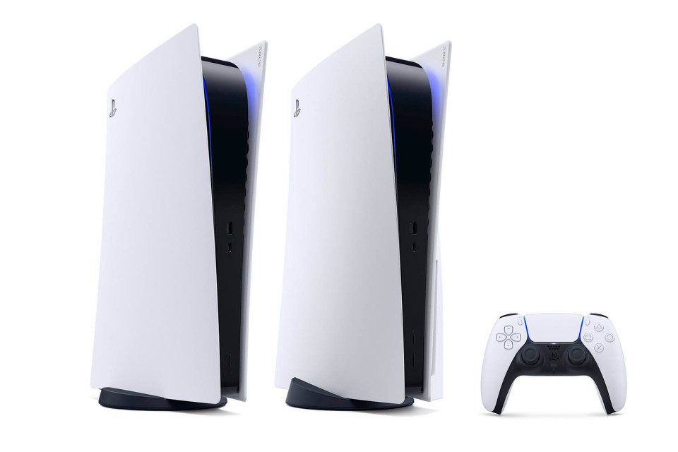 Both confirmed PS5 consoles are white with blue trimmings
