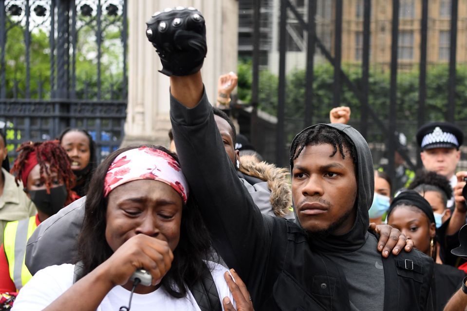 John - pictured on a BLM protest - is also set to star in Borderland alongside Felicity Jones and Jodie Turner Smith