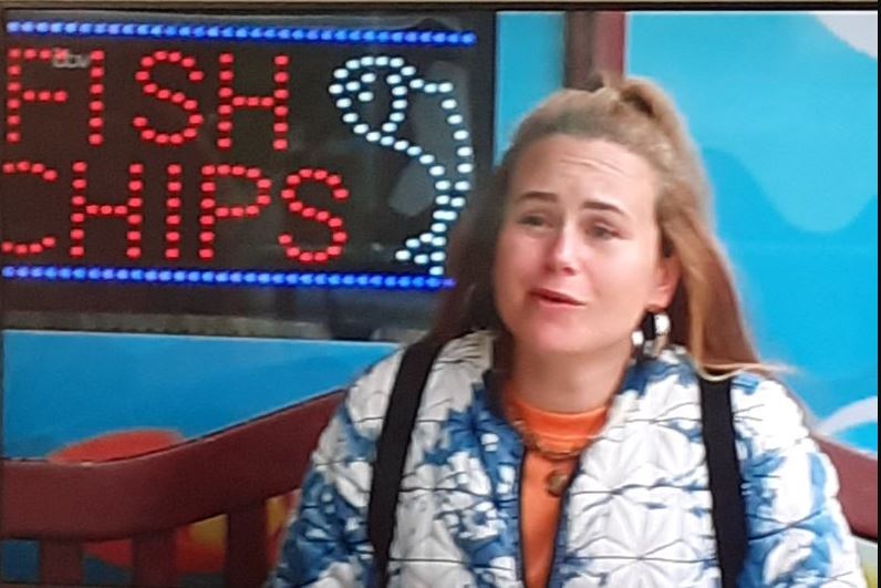 Corrie viewers took to Twitter to discuss the phallic-shaped fish sign pictured by character Gemma Winter in chippie For Your Fries Only