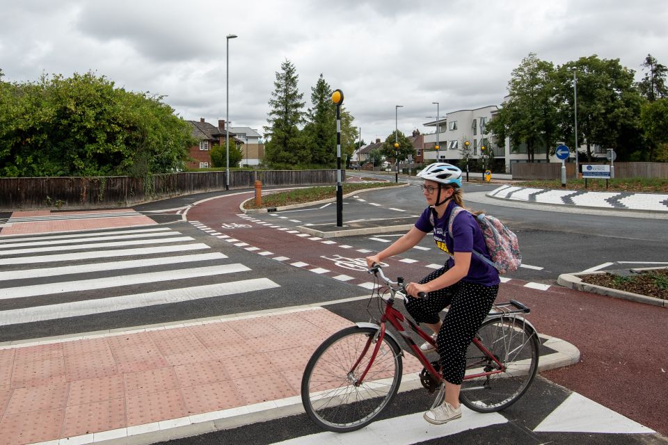 Motorists must also give way to pedestrians and to cyclists when joining and leaving the roundabout