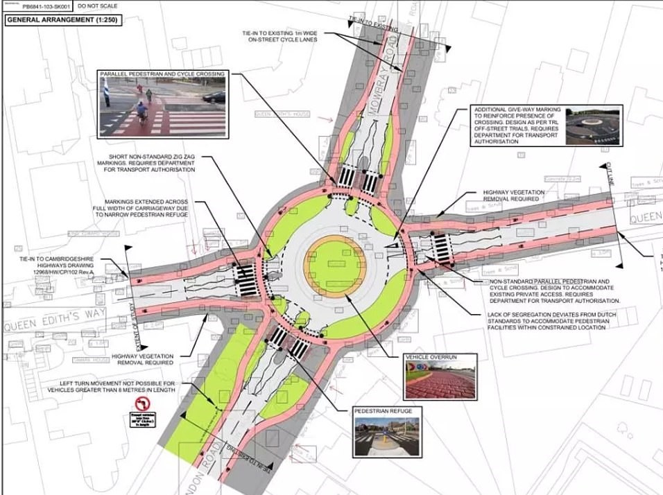 The council claims the new roundabout will make it safer for cyclists