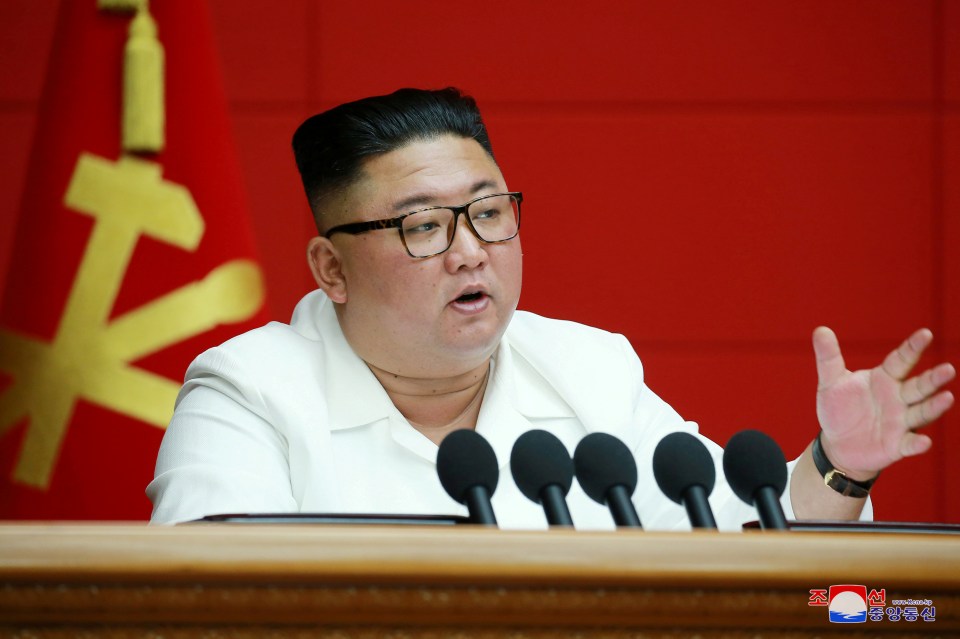 Kim is pictured attending a party meeting in North Korea this week - however the images cannot be independently verified