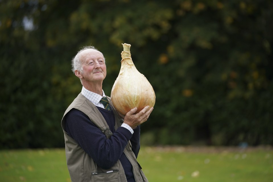 Peter Glazebrook holds many records for big veg - including the heaviest onion at 18lb