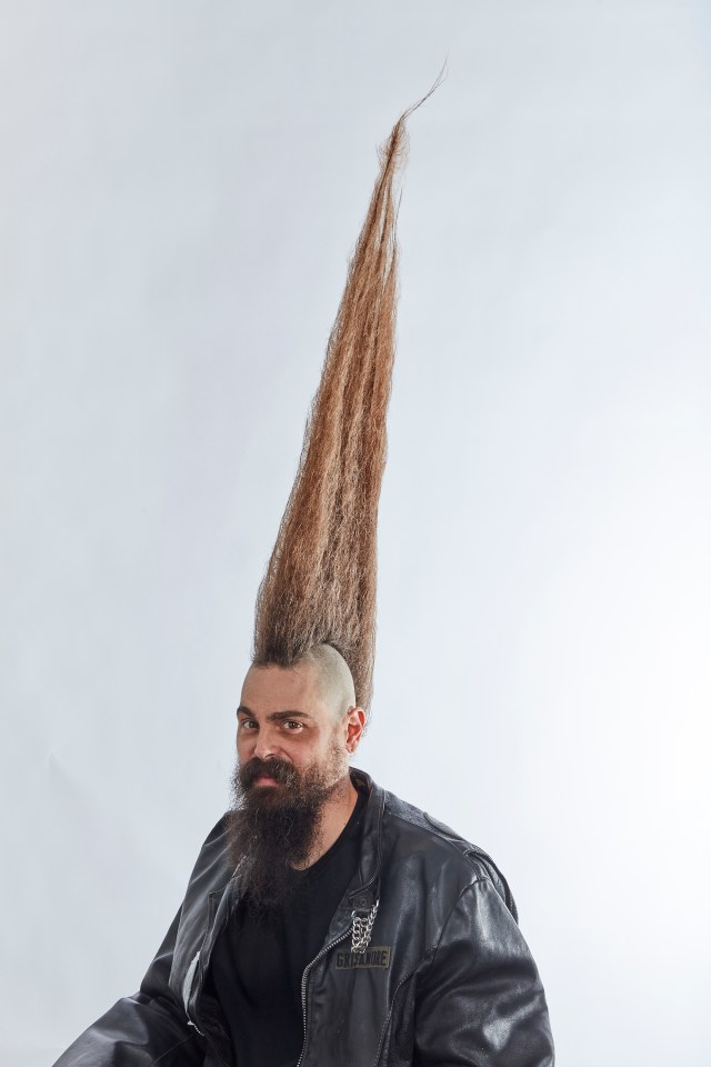 Joseph Grisamore has earned a Guinness World Record for the tallest mohican thanks to his 42.5 inch tall hair