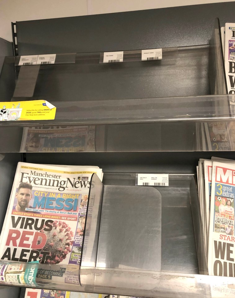 Empty shelves are seen in Manchester