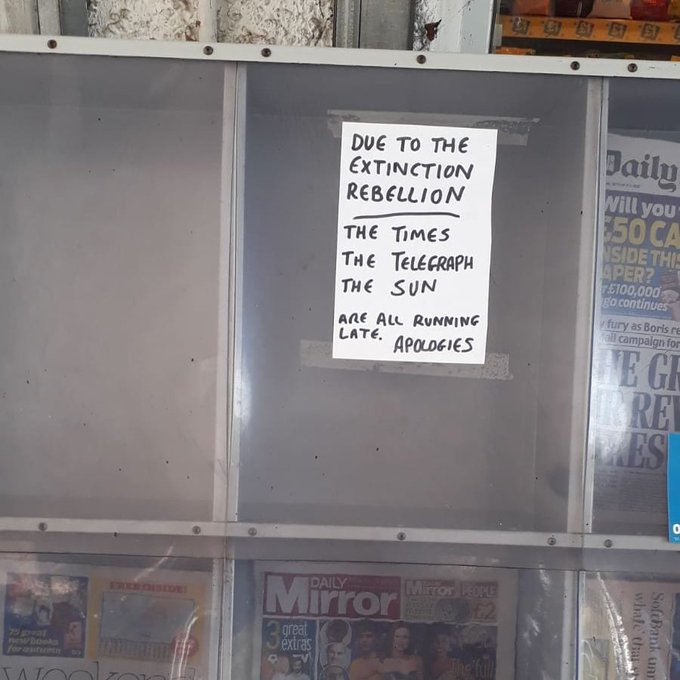 Extinction Rebellion's demonstrations forced a number of late paper deliveries