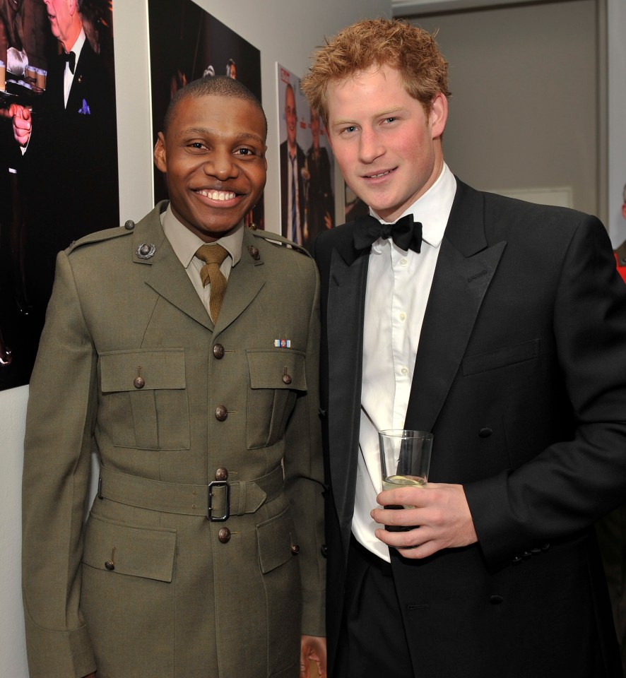 Ben with Prince Harry, who called the wounded veteran a 'real hero'