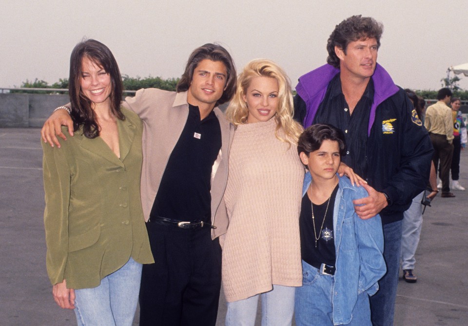 Jeremy pictured with Pamela Anderson and David Hasselhoff in 1993