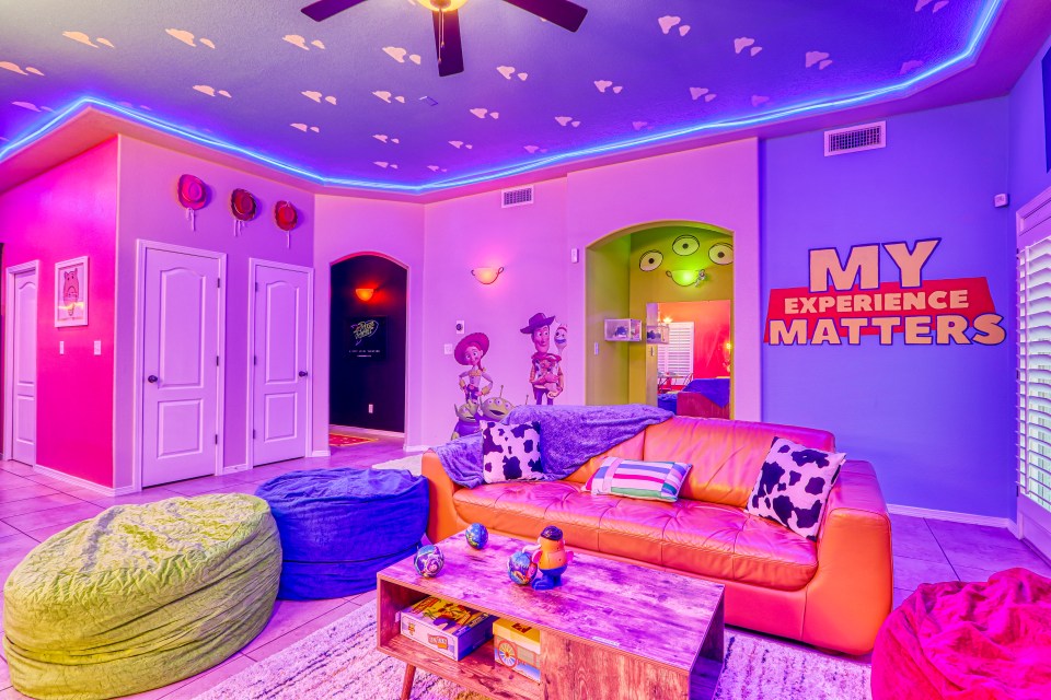 All of the film's iconic characters are throughout the house, including an alien styled wall light