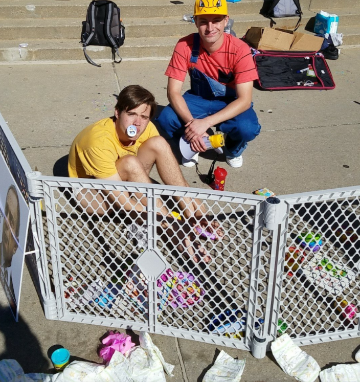 Liberty Hangout tweeted this photo of the diaper stunt back in 2017, adding, 'Shout out to [Turning Point at Kent University] for showing us what safe spaces look like to the average person'