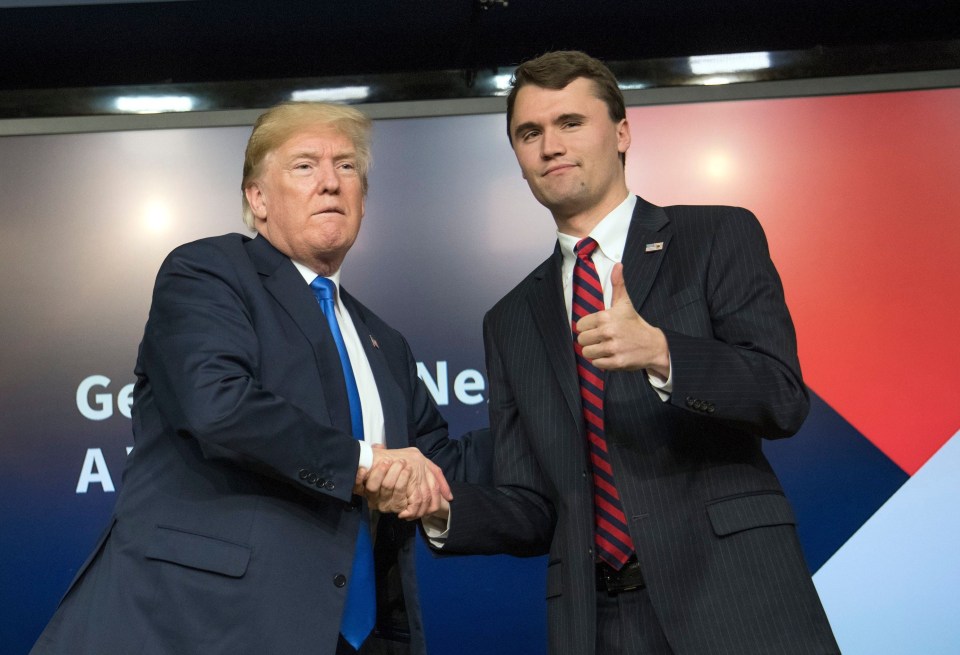 Donald Trump superfan Charlie Kirk, with the US President
