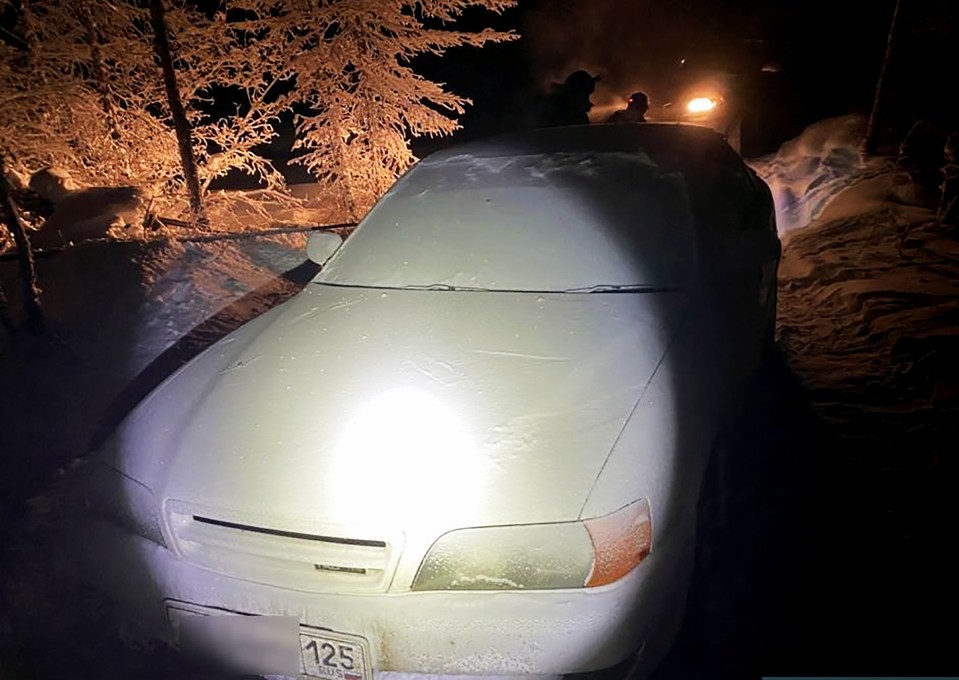 He was found frozen solid in his Toyota Chaser