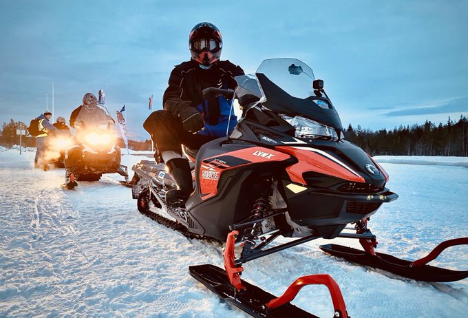 Joshua has even sped round on a snowmobile