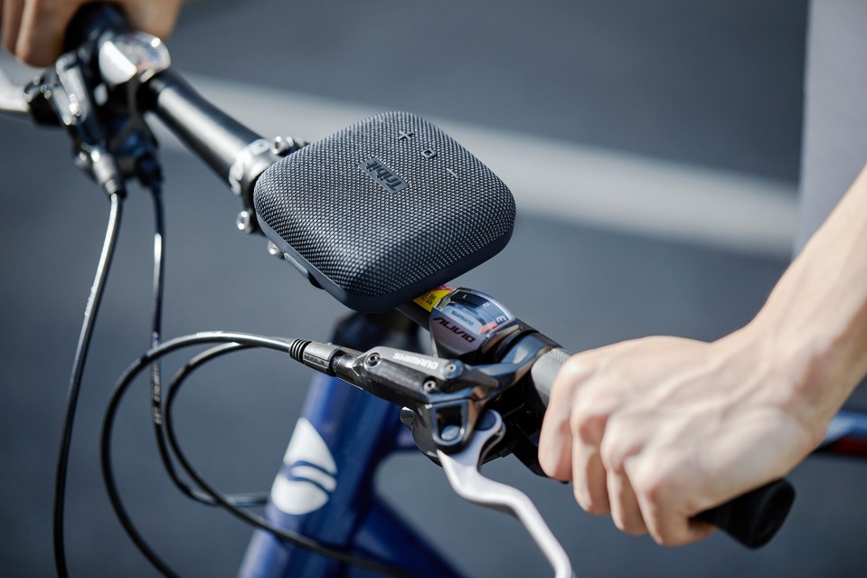 The Tribit Stormbox has a silicone strap that can be slipped over bike handlebars