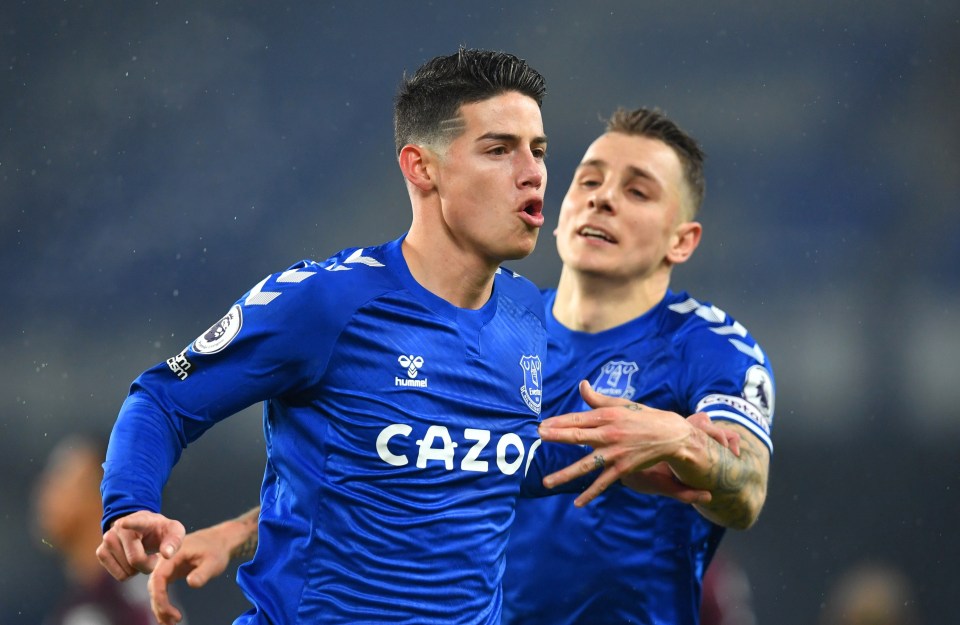 James Rodriguez put Everton ahead in the first half