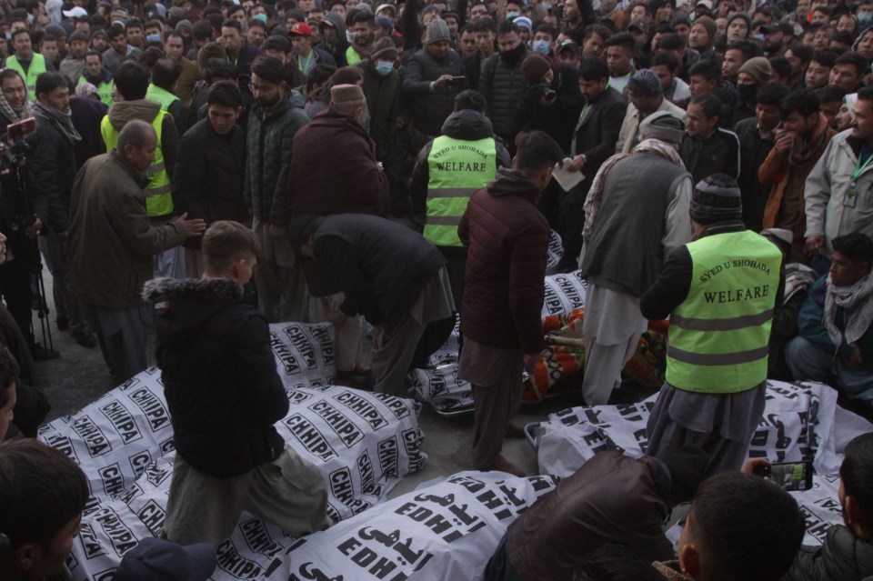 Protestors laid the bodies of the 11 miners in the streets of Baluchistan