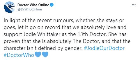 And they praised her for being the first female Doctor