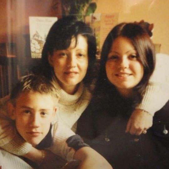 Hayley is pictured above (right) with her Mum Maggie (centre) and her brother Carl (left)