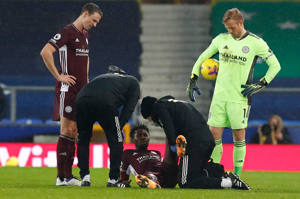 Wilfried Ndidi was forced off injured with a hamstring problem