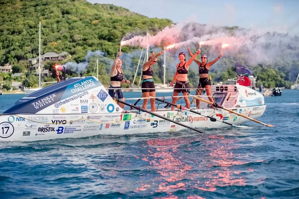 They completed the crossing in a boat crafted from a range of sustainable materials including the core which was manufactured from recycled plastic bottles