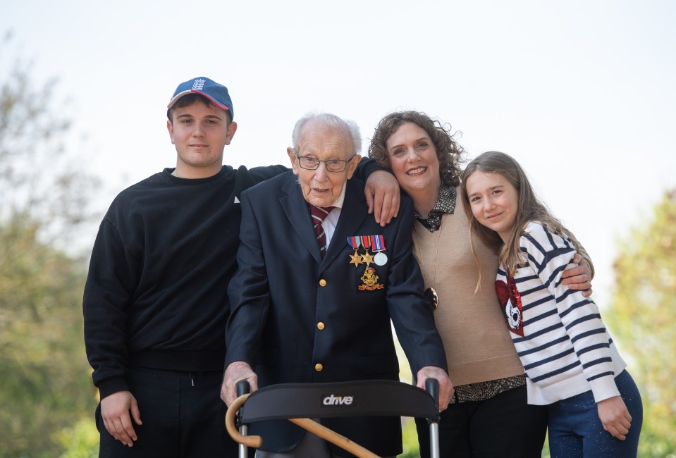 Captain Tom Moore with his family 