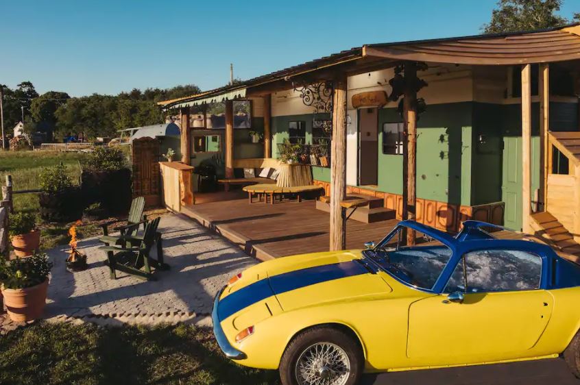 The sports car has a hot tub inside for couples to make the most of