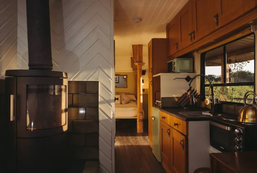 There is a wood burner inside for colder evenings