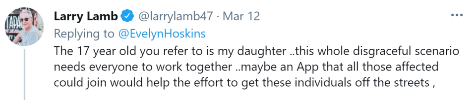 Larry confirmed that it was his daughter