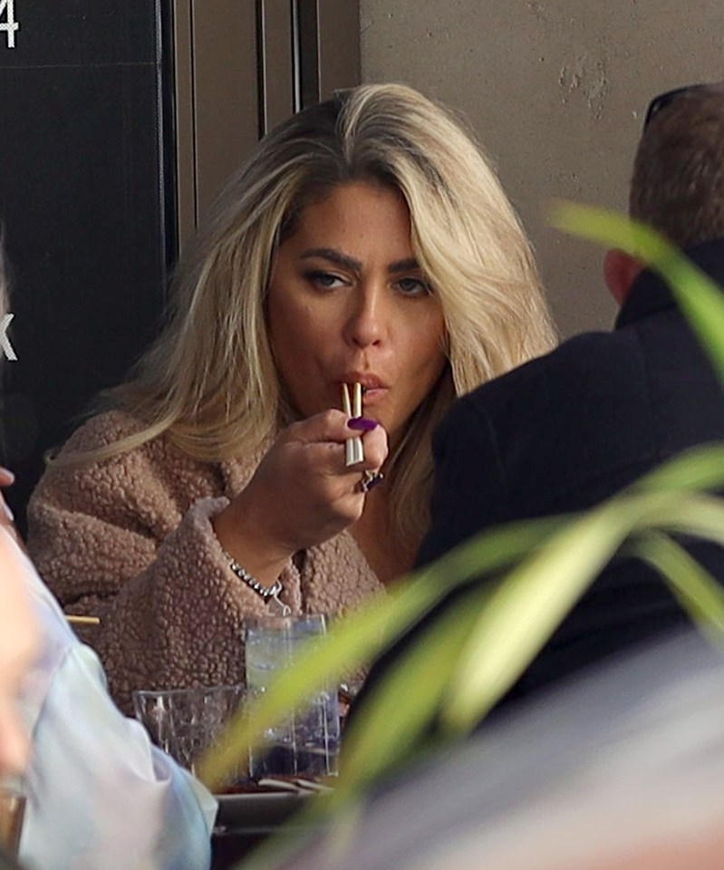 Bianca tucks into her slap-up dinner