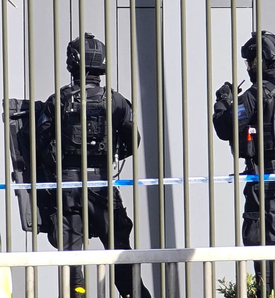 Armed police rushed to the college in the centre of Crawley yesterday