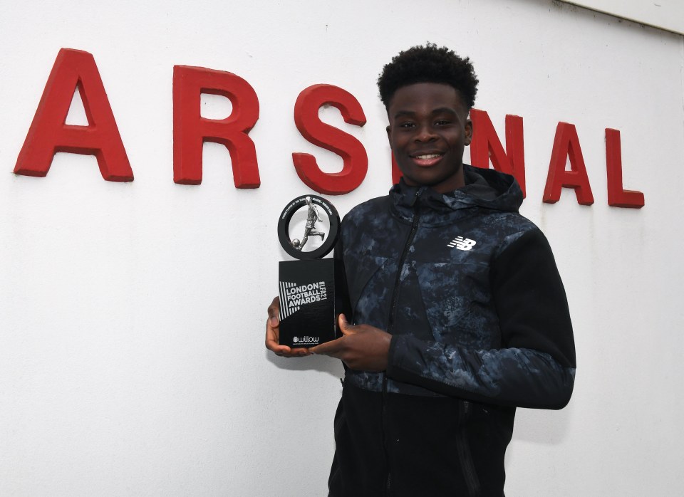 Bukayo Saka picked up the gong for the best youngster of the 2020-21 campaign