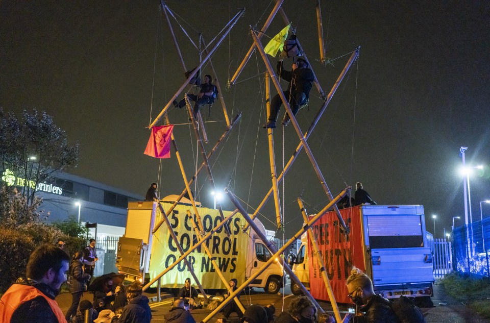 Some 51 people were charged with obstructing the highway, using huge bamboo structures