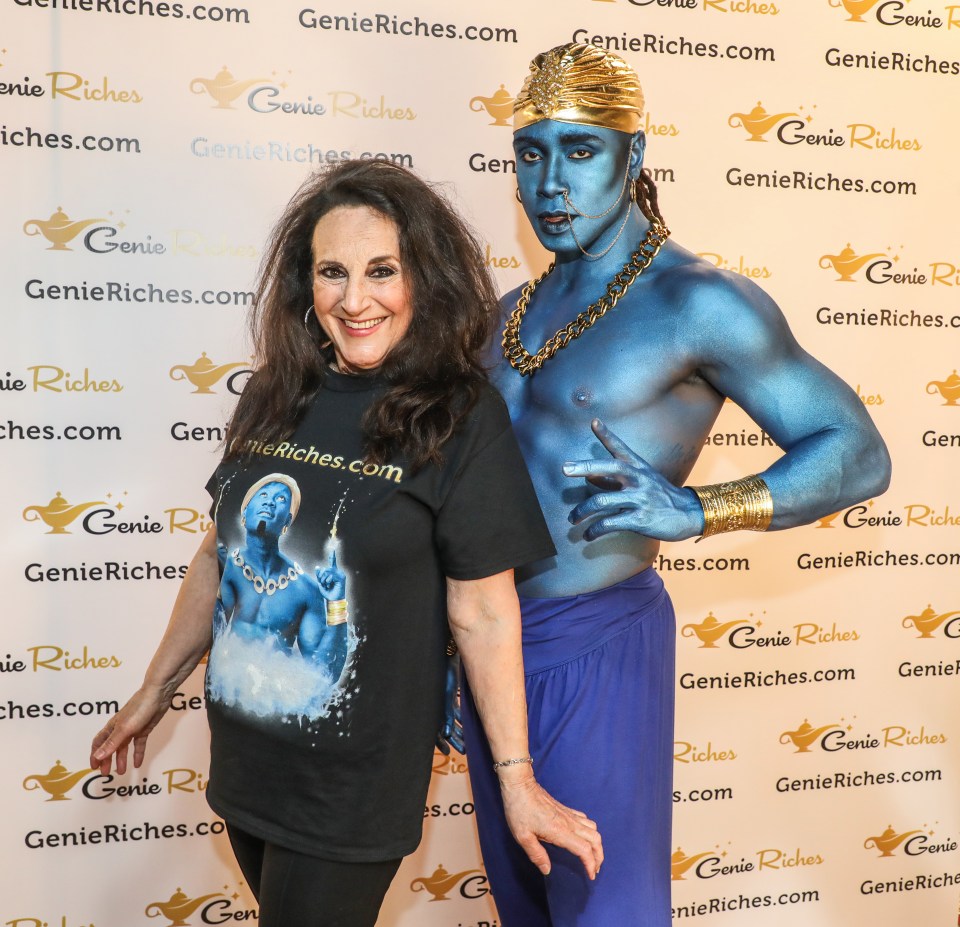 Lesley larked around with the hunky genie on the shoot