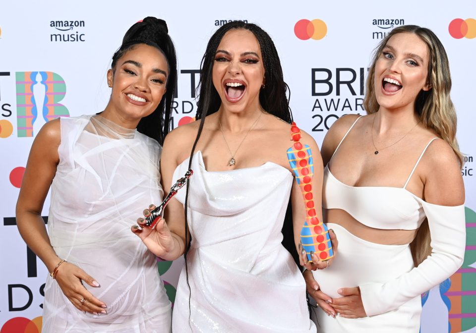 Little Mix arrived dressed all in white for their first Brit Awards without Jesy Nelson