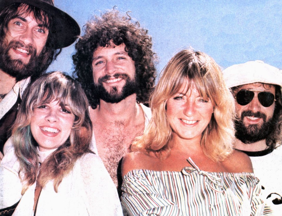 Photo of Fleetwood Mac band members: Mick Fleetwood, Stevie Nicks, Lindsey Buckingham, Christine McVie, and John McVie.