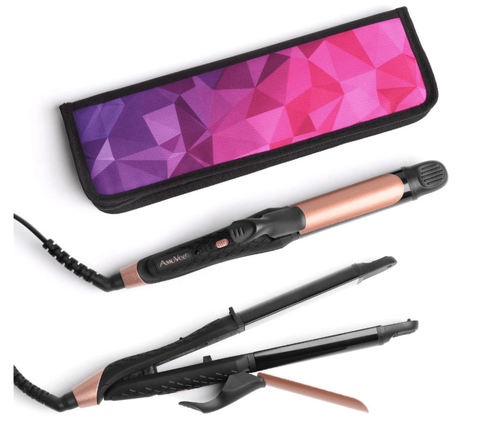 It comes with a straightener and a curling wand