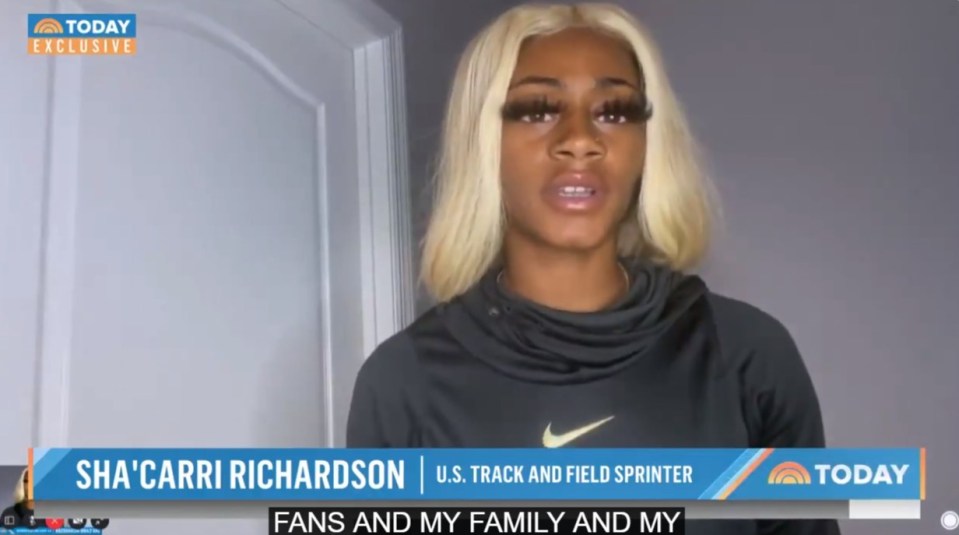 Sha'Carri Richardson appeared on the Today show after being hit with a one-month ban and apologized for failing drugs test