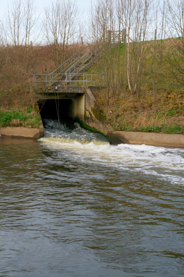 A sewage plant overflow pumping straight into the river
