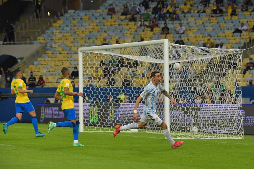 Di Maria celebrates his winning goal in the Copa America final