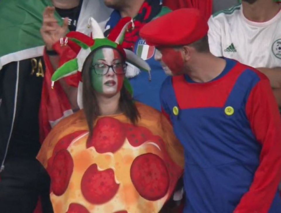 An Italian football fan went to the final of Euro 2020 dressed as a slice of pizza