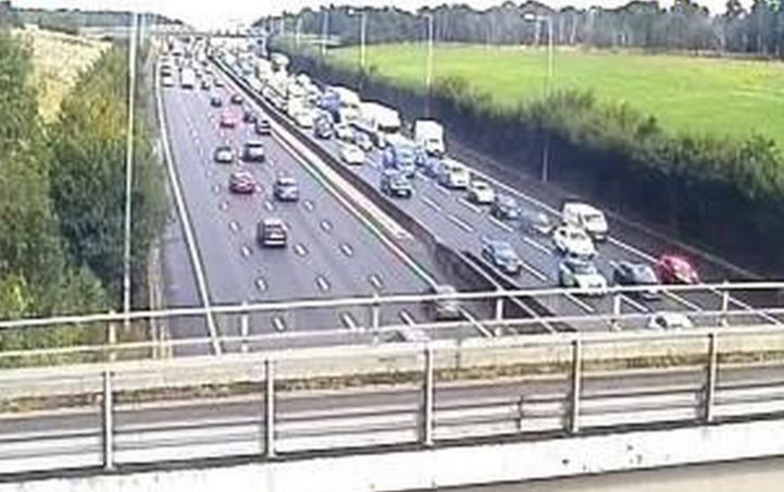 There is eight miles of traffic on the M25 in Buckinghamshire