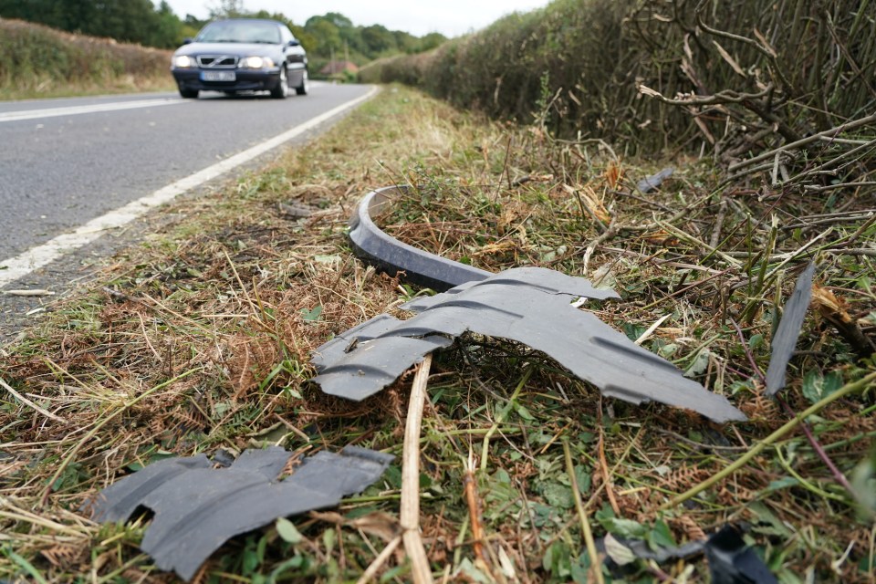 Wreckage pictured at the scene of the accident