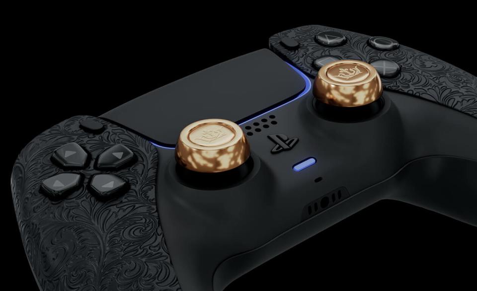 Caviar embossed DualSense with gold analogue sticks
