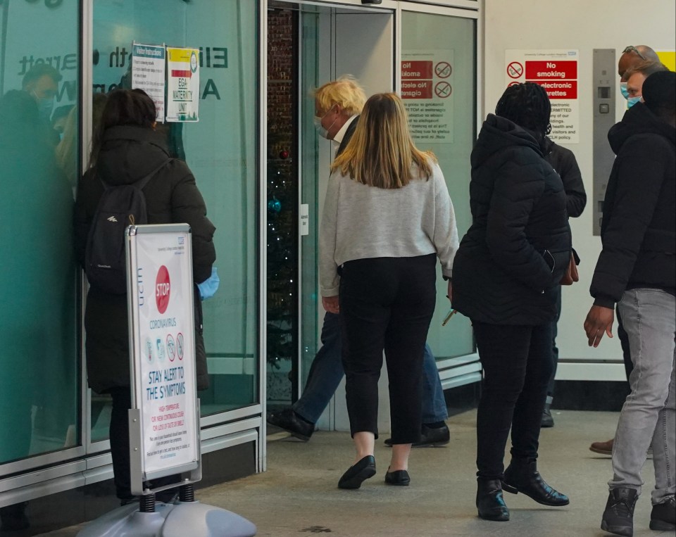 Boris was spotted heading to the hospital to see wife Carrie this afternoon