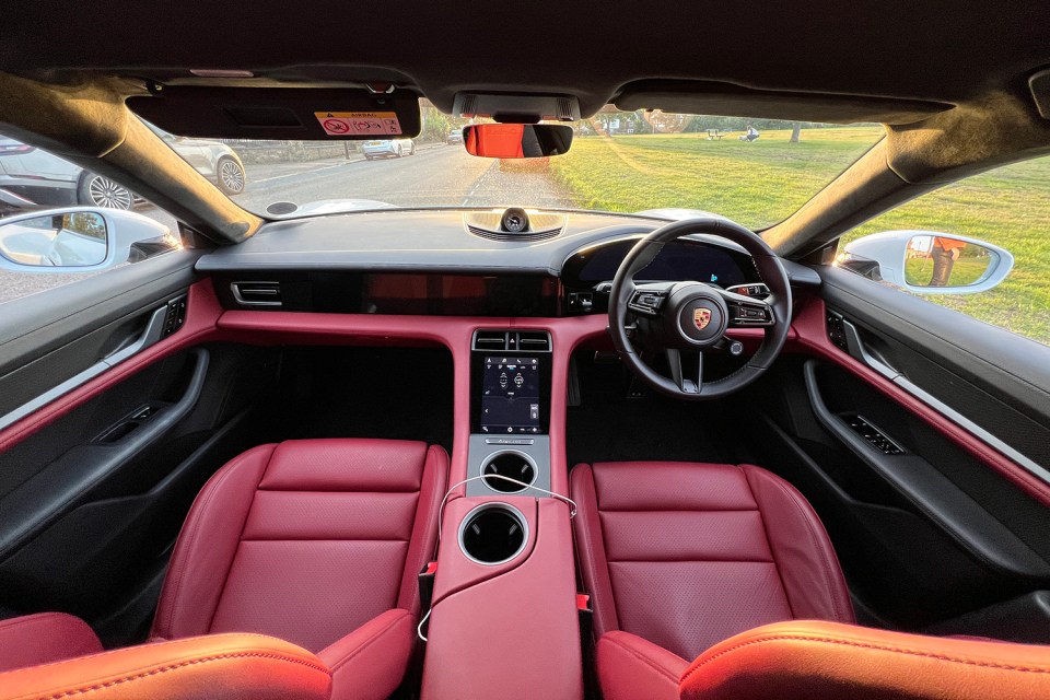 The interior is suitably plush – and is loaded with tech