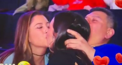 He then managed to get the girls to kiss each other, leading to the stadium erupting